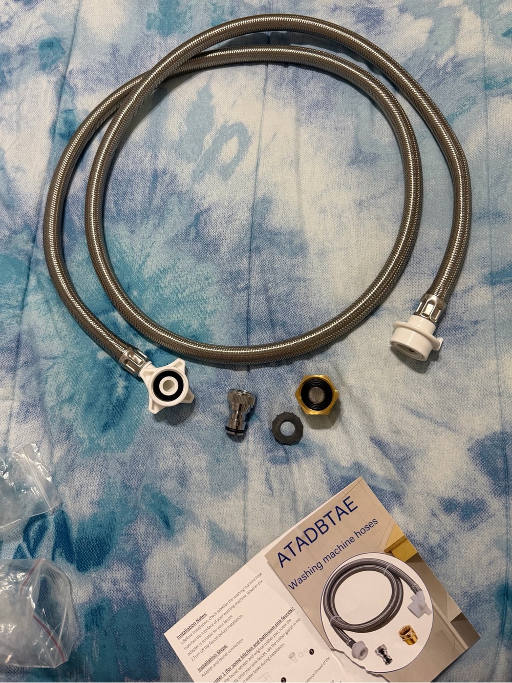 Stainless Gray Braided Washing Machine Hose with Connector Kit